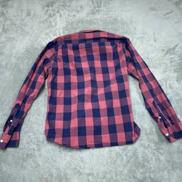 J.Crew Mens Slim Fit Plaid Long-Sleeve Shirt Large Pink & Navy Cotton a1183 - Picture 6 of 7
